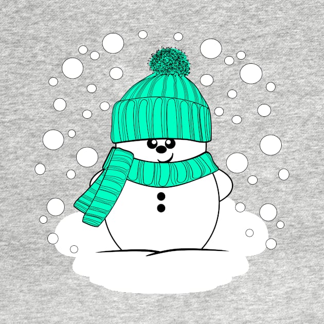 Cheeky Christmas Snowman with Peppermint Hat and Scarf by Krimbles